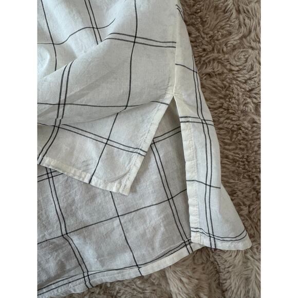 Madewell Lakeline White Ivory Cotton Windowpane Popover Short Sleeve Top Size L - Picture 7 of 8